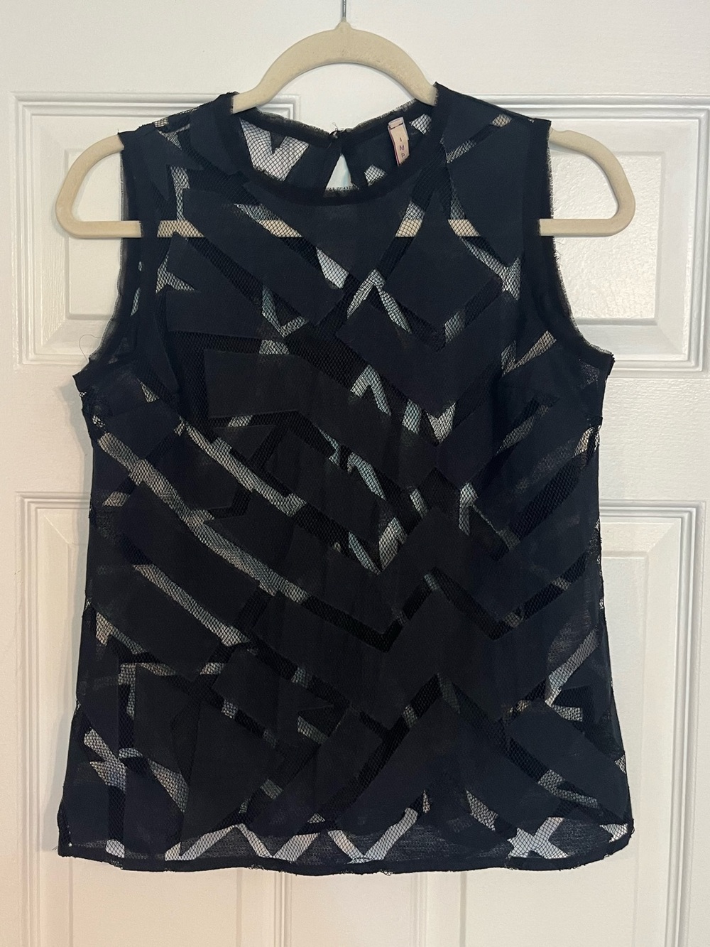 Imperial Sleeveless Black Chevron Mesh Camisole